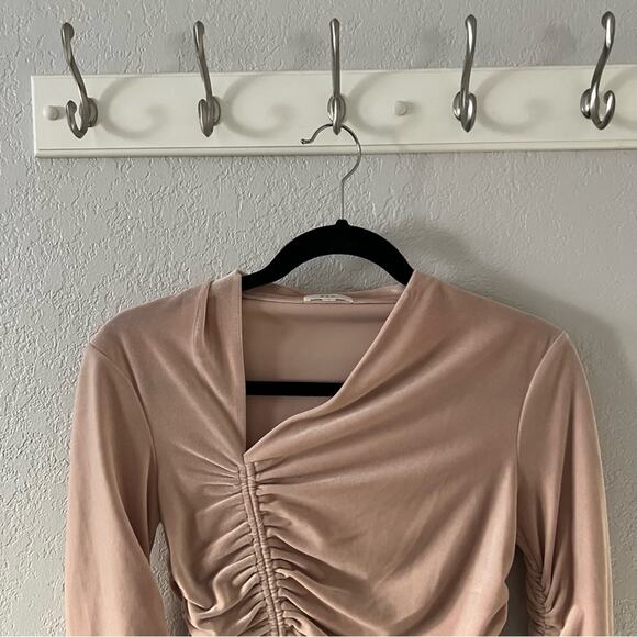 A.L.C. Oryn Ruched Asymmetric Velvet Crop Top - Picture 3 of 8